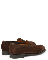 Slippers en daim marron foncé Edward Green