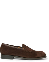 Slippers en daim marron foncé Edward Green