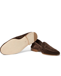 Slippers en daim marron foncé Edward Green