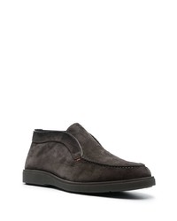 Slippers en daim marron foncé Santoni