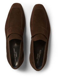 Slippers en daim marron foncé Richard James