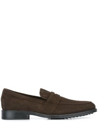 Slippers en daim marron foncé Tod's