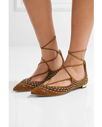 Slippers en daim marron Aquazzura