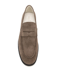 Slippers en daim marron Hogan