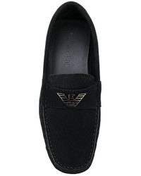 Slippers en daim noirs Emporio Armani