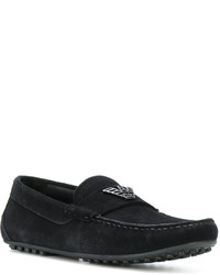 Slippers en daim noirs Emporio Armani