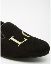 Slippers en daim noirs Park Lane