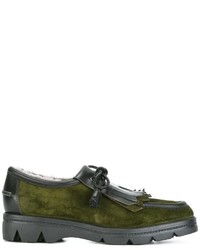 Slippers en daim olive Santoni