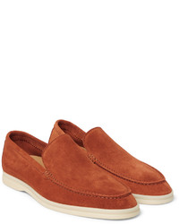 Slippers en daim orange Loro Piana