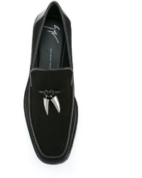 Slippers en daim ornés noirs Giuseppe Zanotti Design