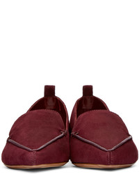 Slippers en daim pourpre foncé Nicholas Kirkwood