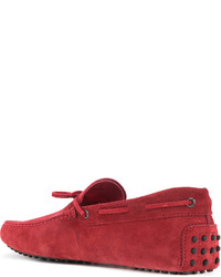 Slippers en daim rouges Tod's