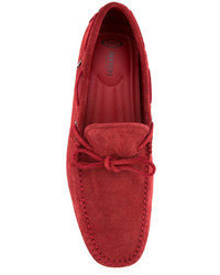 Slippers en daim rouges Tod's