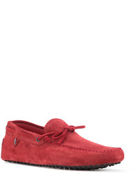 Slippers en daim rouges Tod's