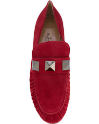 Slippers en daim rouges Valentino