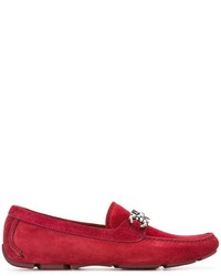 Slippers en daim rouges Salvatore Ferragamo