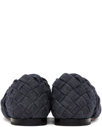 Slippers en toile tressés bleu marine Bottega Veneta