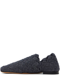 Slippers en toile tressés bleu marine Bottega Veneta