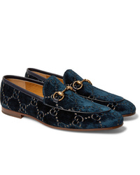 Slippers en velours bleu marine Gucci