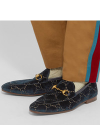 Slippers en velours bleu marine Gucci