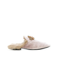 Slippers ornés beiges