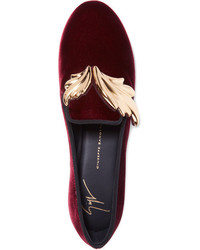 Slippers ornés bordeaux Giuseppe Zanotti