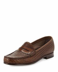 Slippers tressés marron foncé