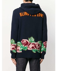 Sweat à capuche à fleurs bleu marine Gucci