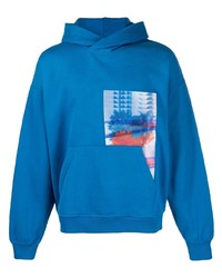 Sweat à capuche à fleurs bleu