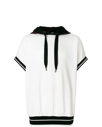 Sweat à capuche à manches courtes blanc et noir Dolce & Gabbana