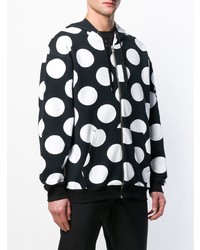 Sweat à capuche á pois noir et blanc Moschino