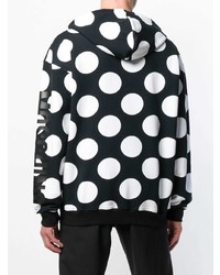 Sweat à capuche á pois noir et blanc Moschino