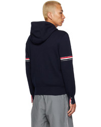 Sweat à capuche à rayures horizontales bleu marine Thom Browne