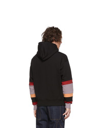 Sweat à capuche à rayures horizontales noir JW Anderson