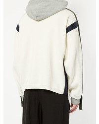 Sweat à capuche blanc et noir Maison Mihara Yasuhiro