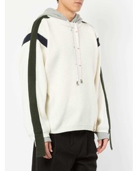 Sweat à capuche blanc et noir Maison Mihara Yasuhiro