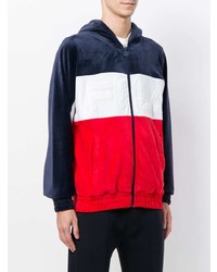 Sweat à capuche blanc et rouge et bleu marine Fila