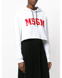 Sweat à capuche blanc MSGM