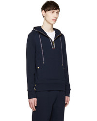 Sweat à capuche bleu marine Moncler Gamme Bleu