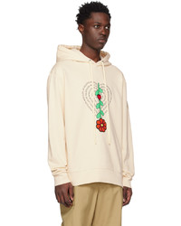 Sweat à capuche brodé blanc Moncler Genius