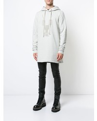 Sweat à capuche brodé blanc Rick Owens DRKSHDW