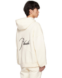 Sweat à capuche brodé blanc Rhude