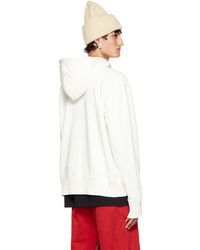 Sweat à capuche brodé blanc MM6 MAISON MARGIELA