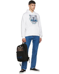 Sweat à capuche brodé blanc Kenzo