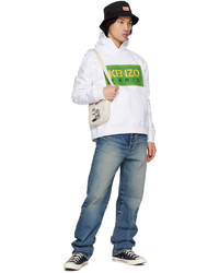 Sweat à capuche brodé blanc Kenzo