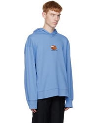 Sweat à capuche brodé bleu clair CALVINLUO