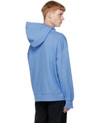 Sweat à capuche brodé bleu clair CALVINLUO