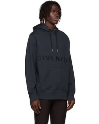 Sweat à capuche brodé bleu marine Givenchy