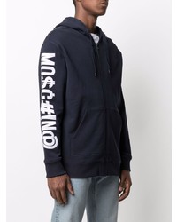 Sweat à capuche brodé bleu marine Moschino