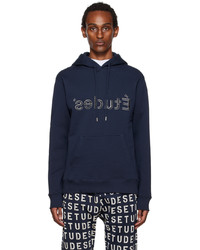 Sweat à capuche brodé bleu marine Études